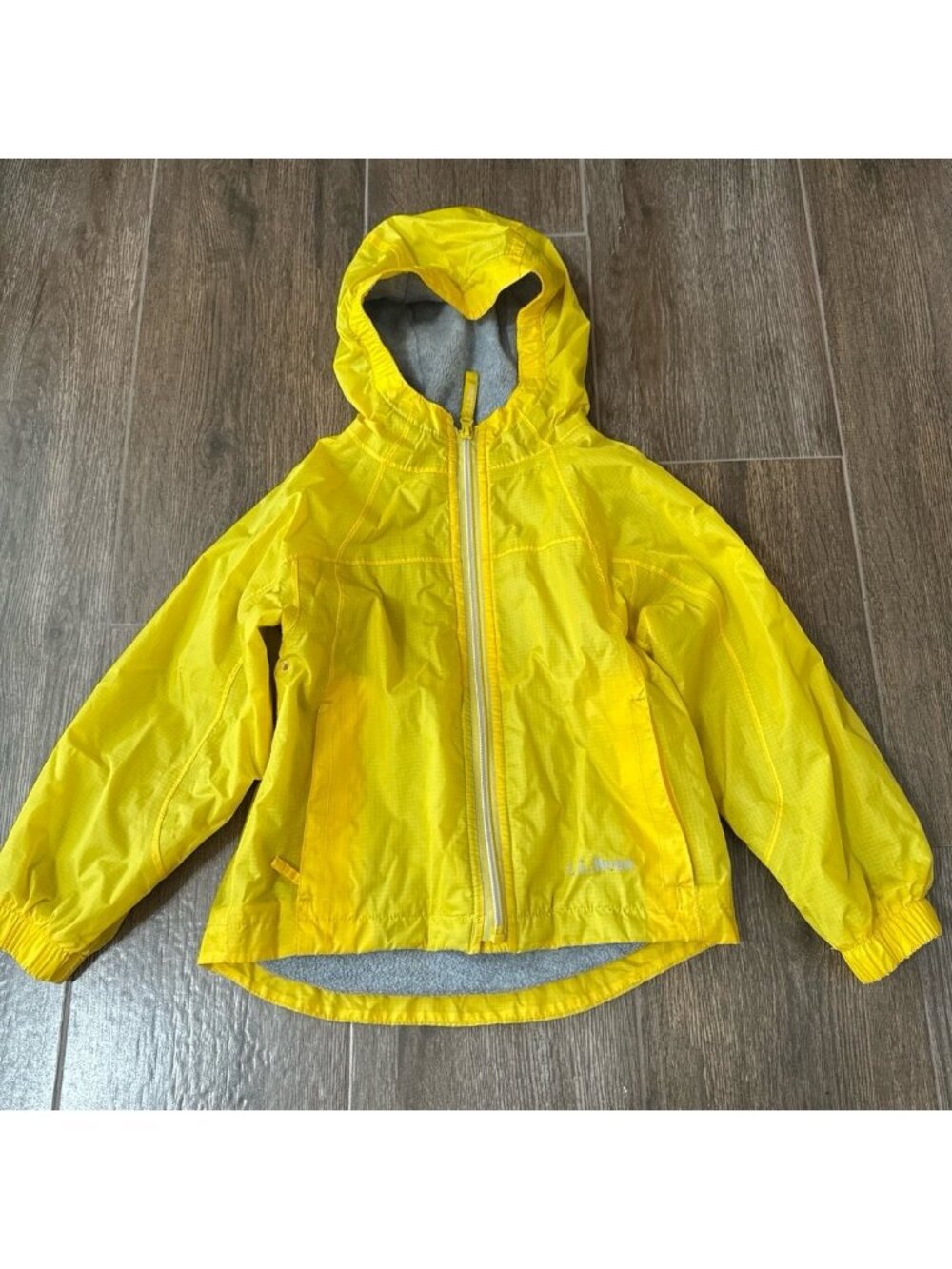 L.L. Bean Toddlers Discovery Rain Jacket Yellow Fleece Lined Windbreaker 4T